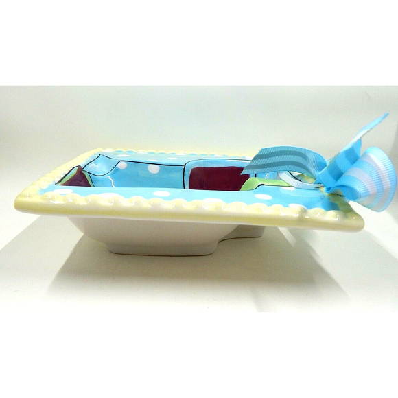 Mudpie Vino Cheese Bowl Appetizer Dip Spread And Spreader Pastel With Polka Dots - Picture 6 of 10